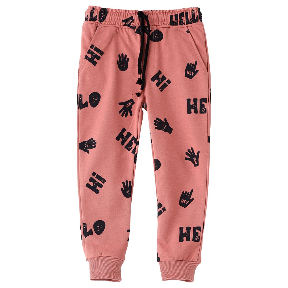 Jam Hello Print Knit Jogger - Coral