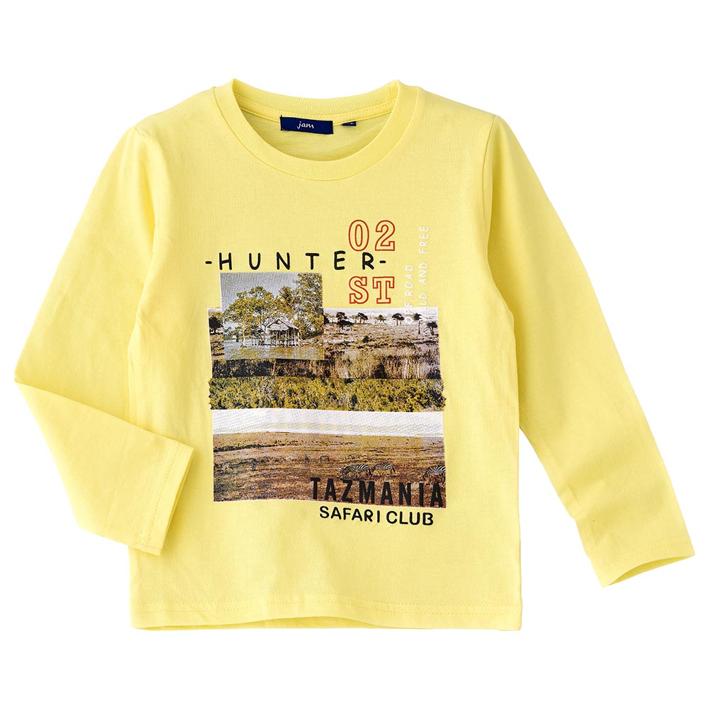 Jam Printed Knit Long Sleeves Sweat Shirt - Yellow