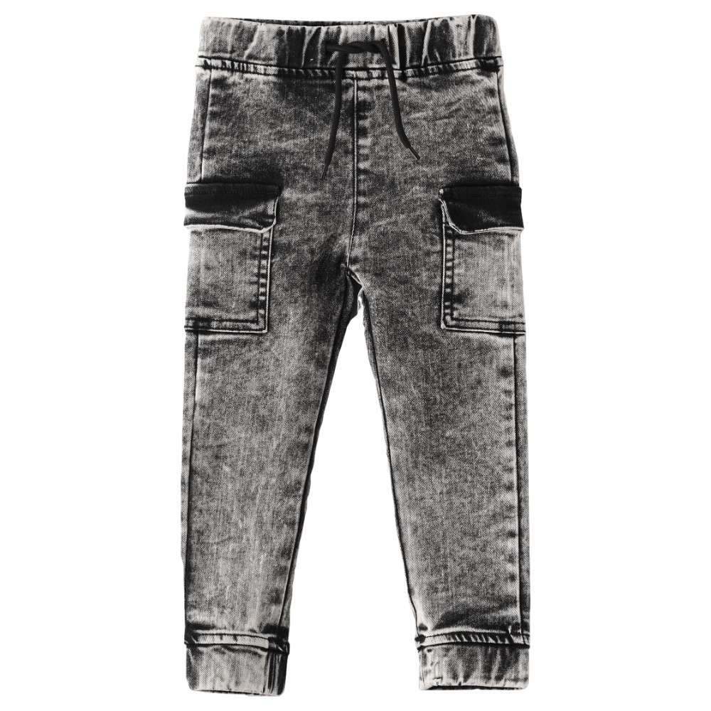 Jelliene Denim Pants with Drawcord at Waist - Black