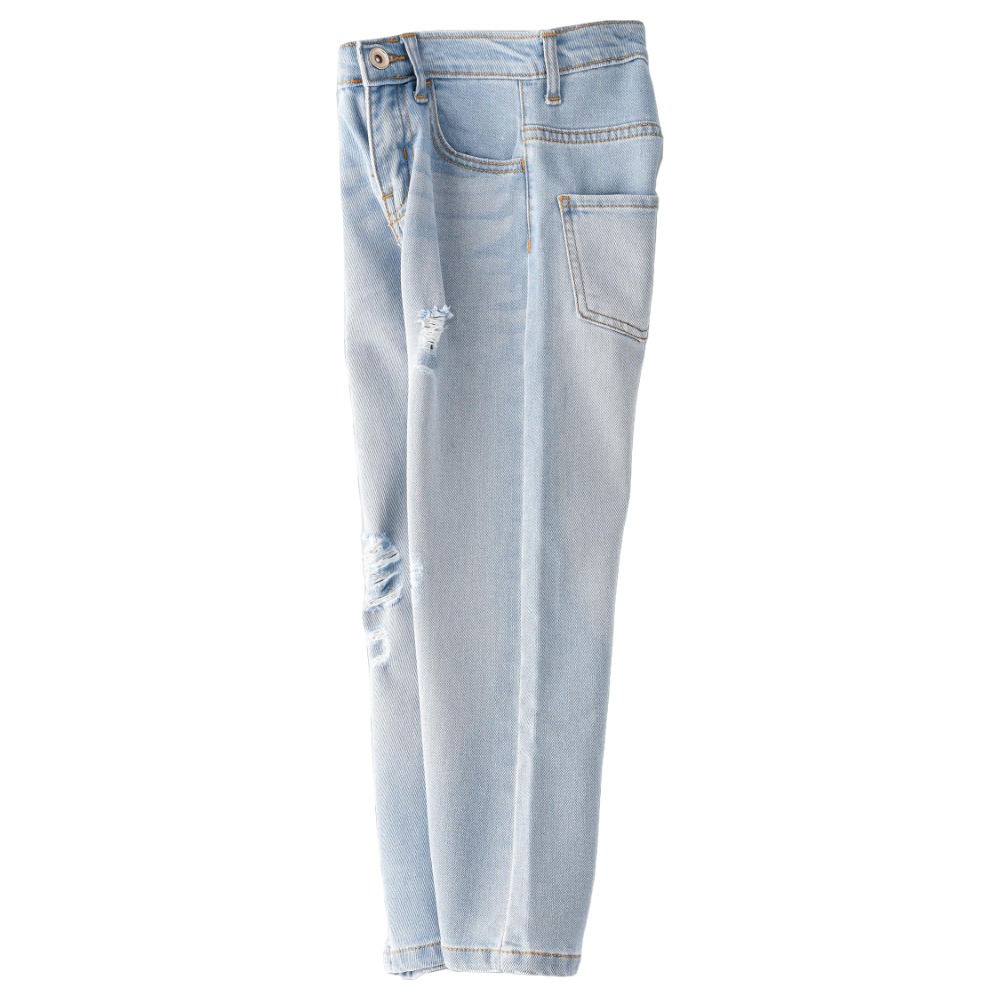 Jelliene Woven Denim Pants with Ripping at Front - Blue