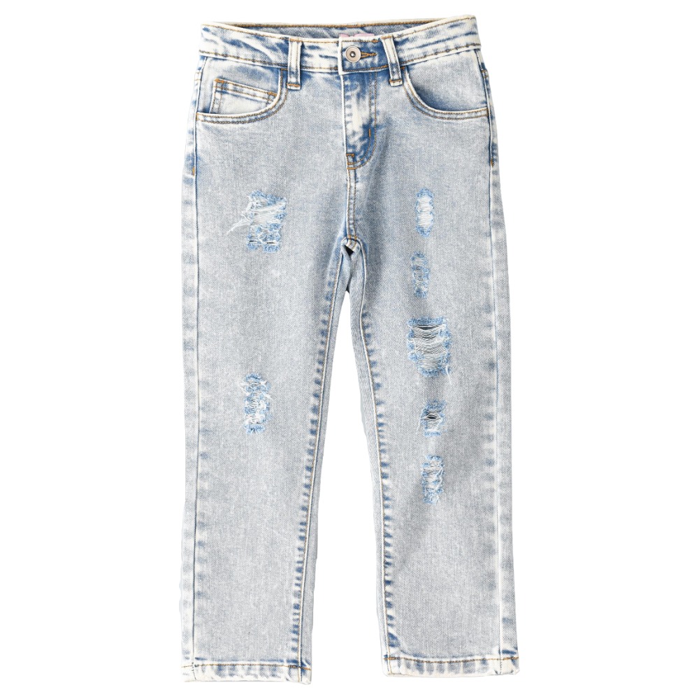 Jelliene Denim Pants with Ripping at Front - Blue