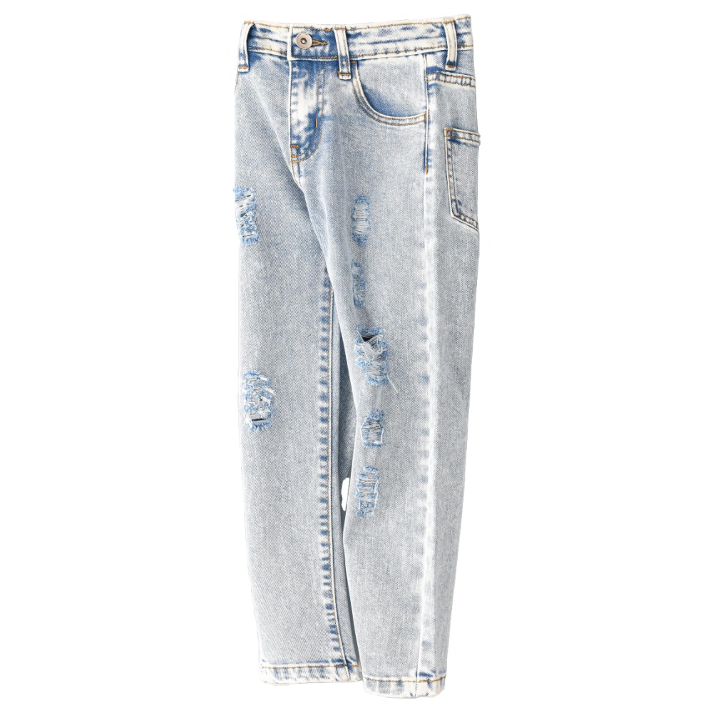 Jelliene Denim Pants with Ripping at Front - Blue