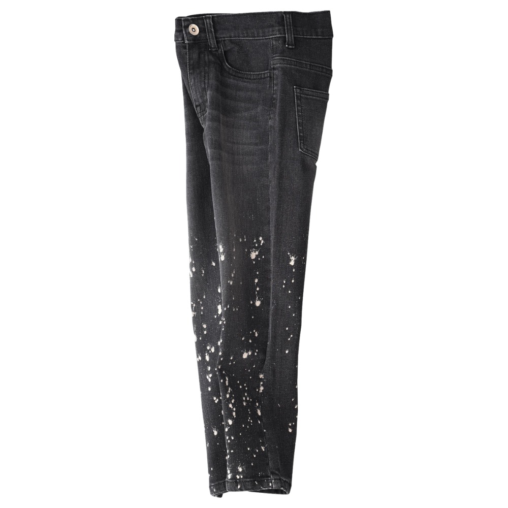 Jelliene Denim Pants with Spray Effect at Bottom - Black