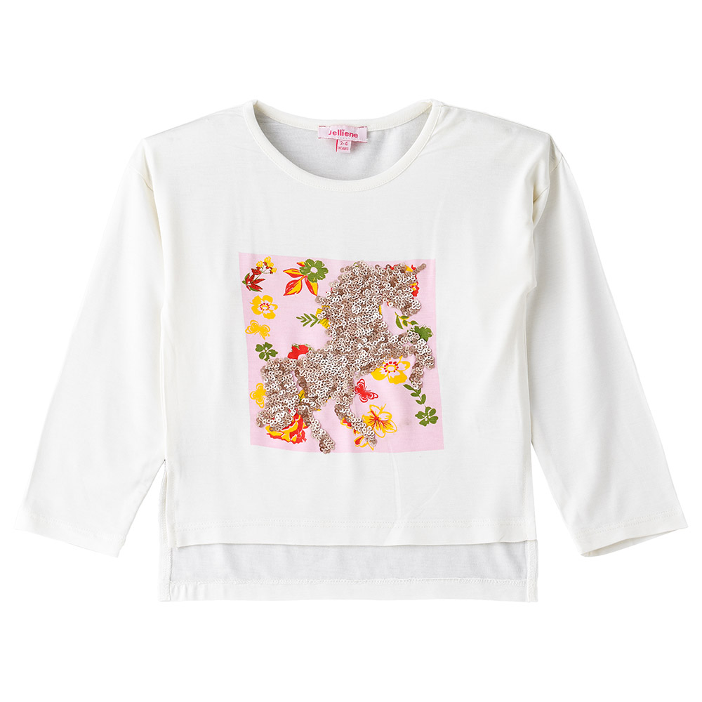 Jelliene Knit T-Shirt with Print - White