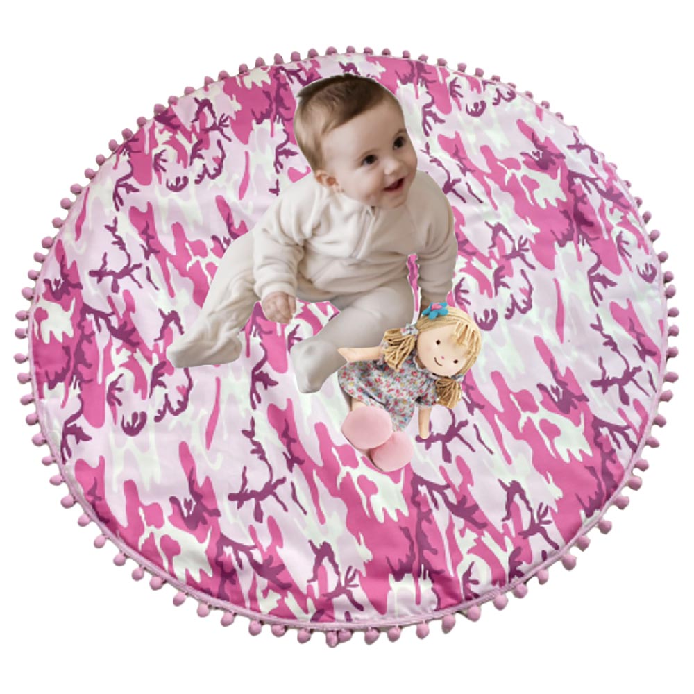 Cherrypick - Round Pink Cotton PomPom Play Mat / Rug