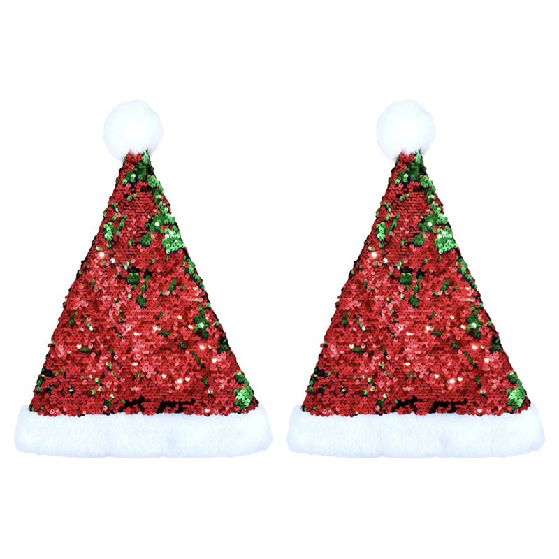 Merry Christmas - Christmas Cap Hat Sequin Double Color - Pack of 2