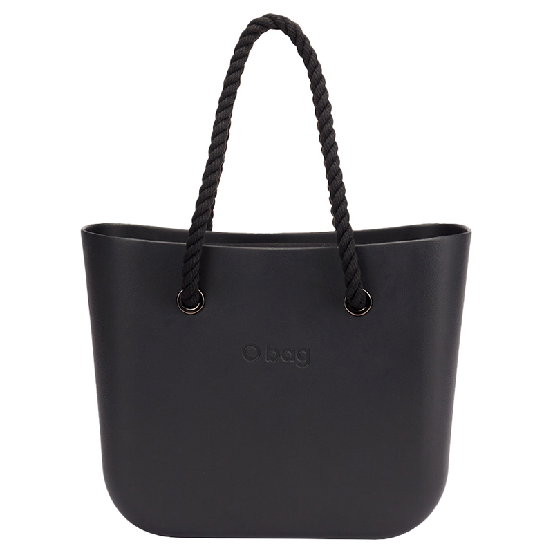 O Bag - Classic with Rope Handles Handbag - Black