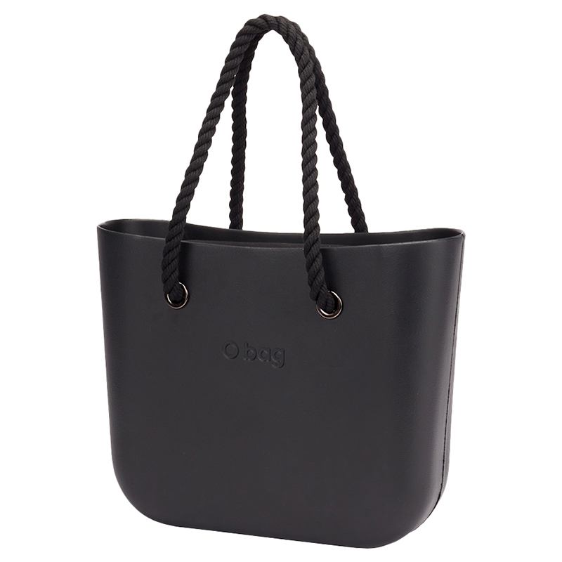 O Bag - Classic with Rope Handles Handbag - Black