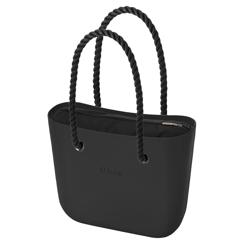 O Bag - Classic with Rope Handles Handbag - Black