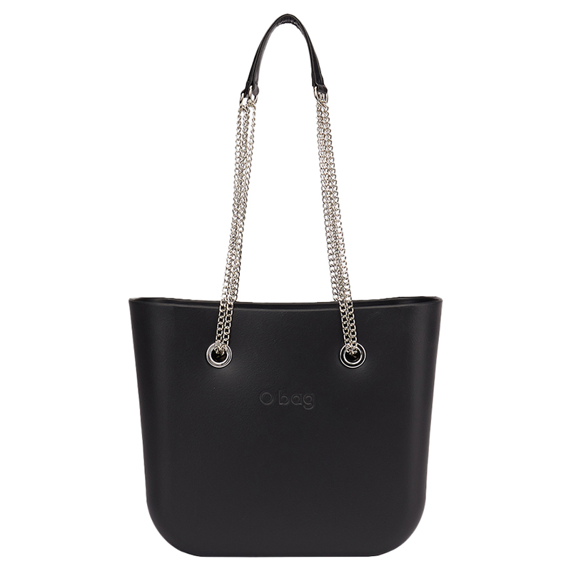 O Bag - Mini with Long Double Chain Handles Handbag - Black
