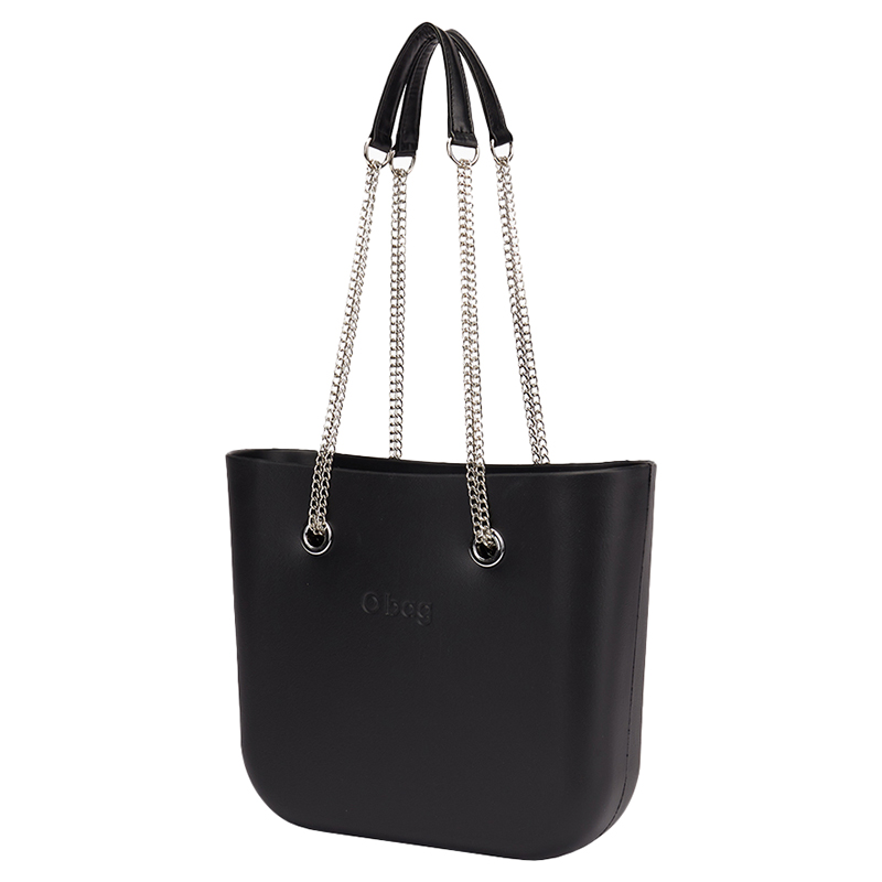O Bag - Mini with Long Double Chain Handles Handbag - Black