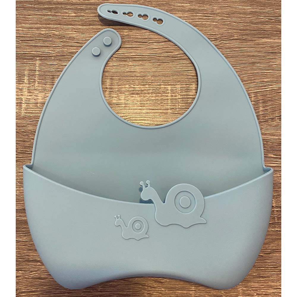 Myna Box - Snail Silicone Bib - Blue