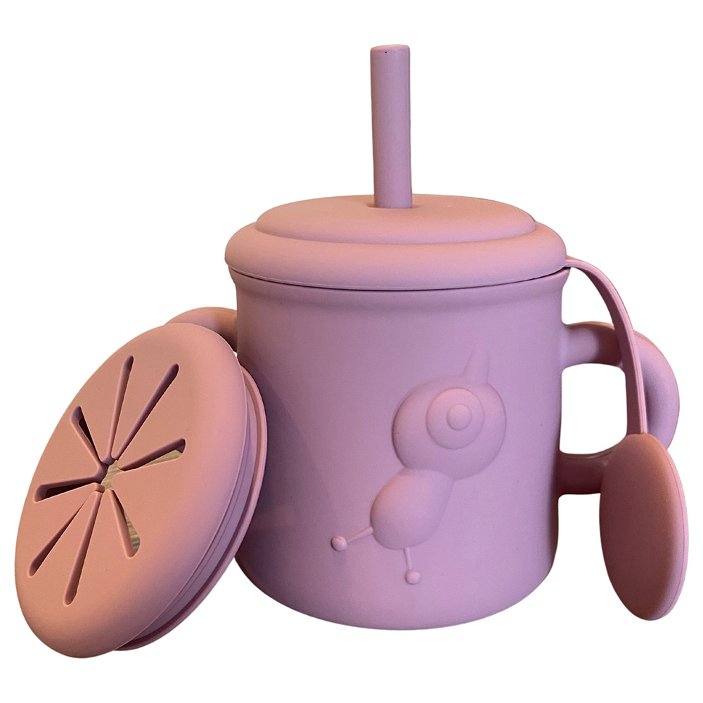 Myna Box - Snail Silicone 2-In-1 Sippy Cup - Blush Pink