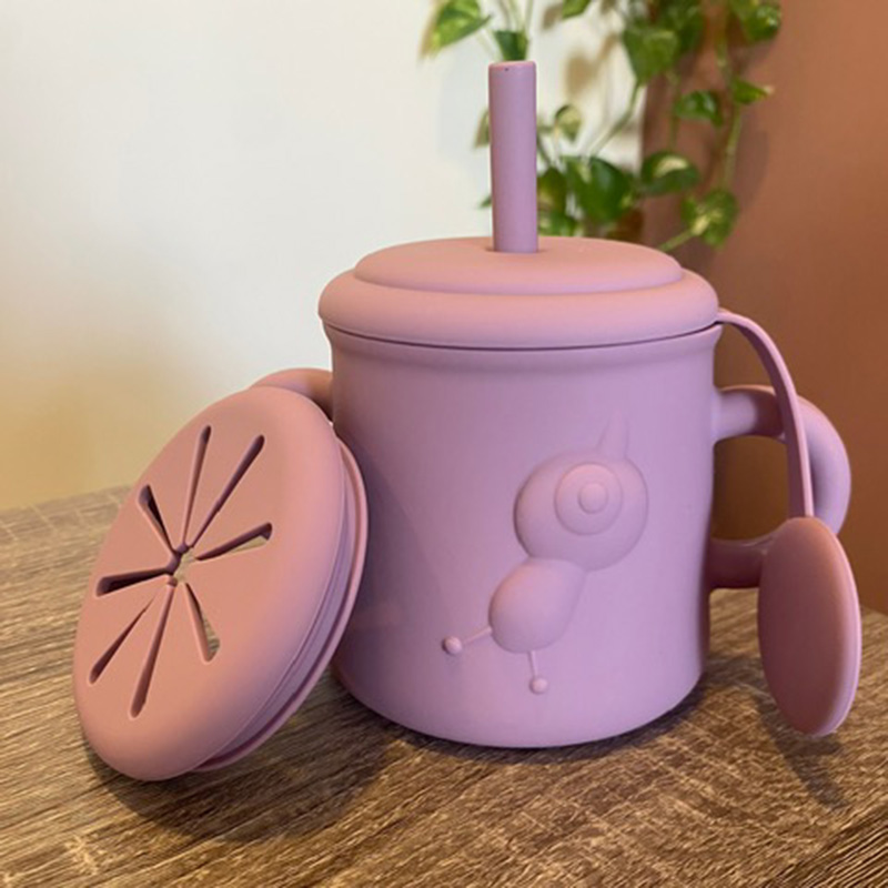 Myna Box - Snail Silicone 2-In-1 Sippy Cup - Blush Pink