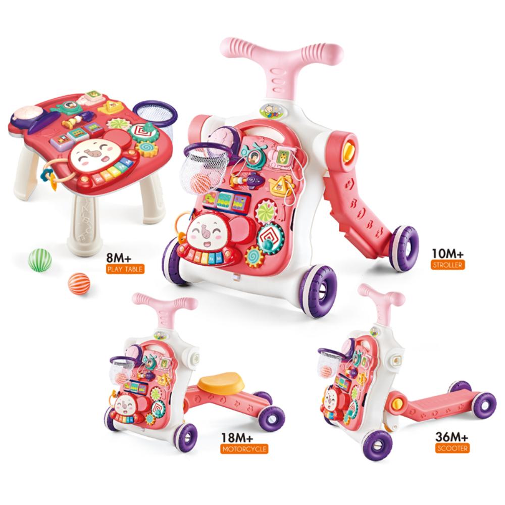 Little Angel - Learning Baby Walker with Ride-On & Push Walker 5-in-1 - Pink