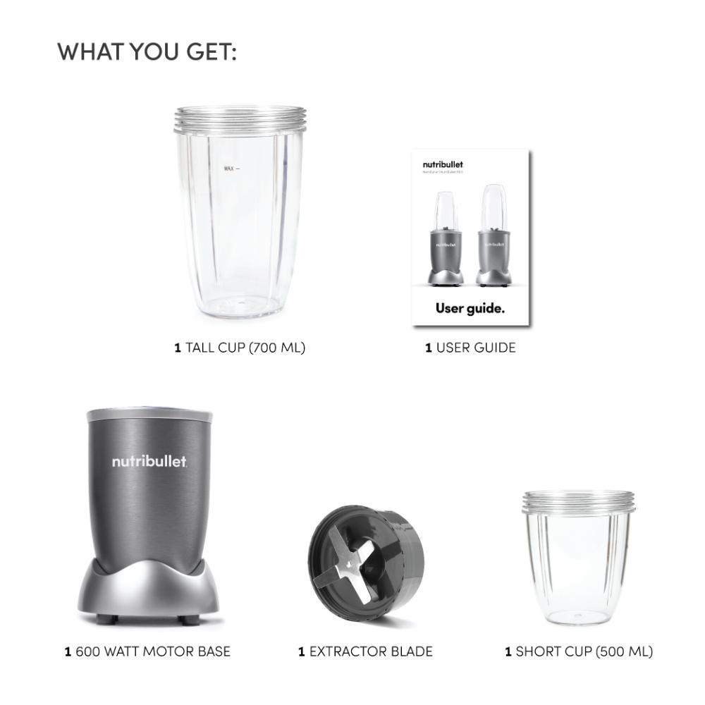 Nutribullet High Speed Blender 600 Watts With Accessories - Grey