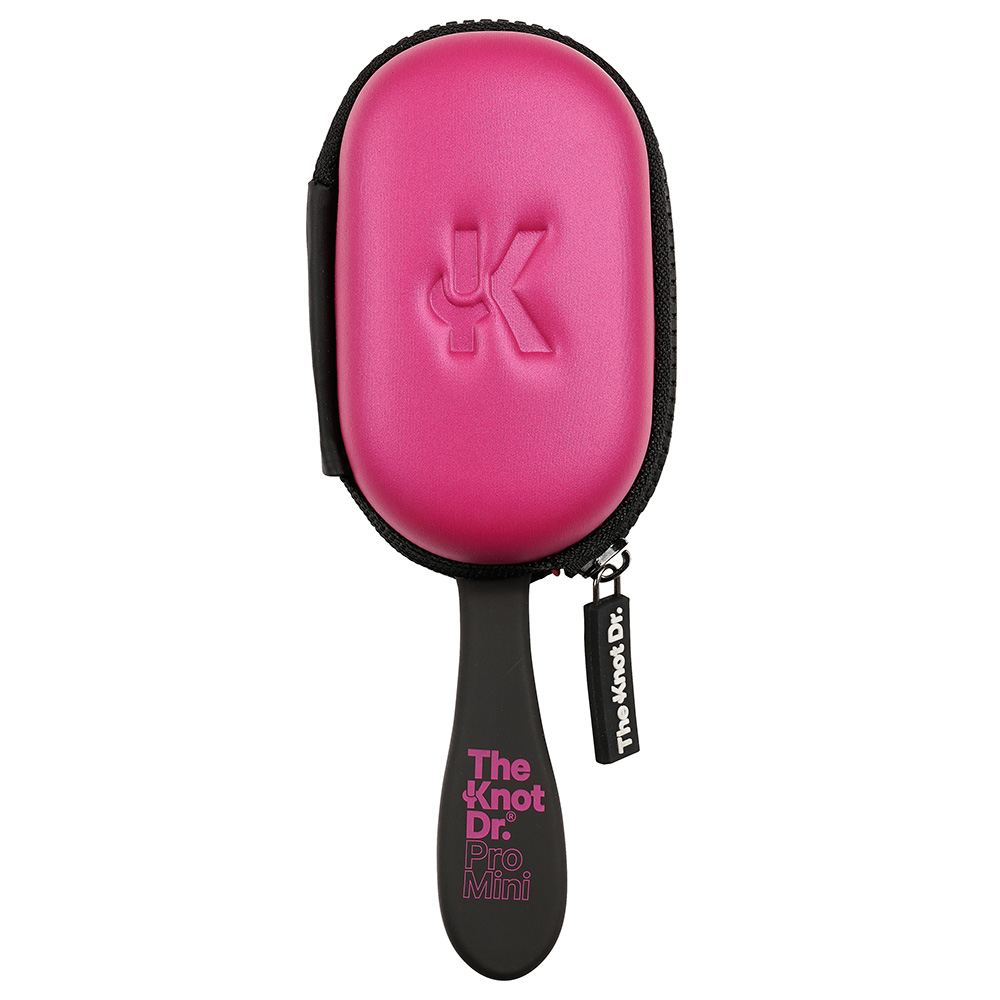 Knot Dr. - Pro Mini Hair Brush with Head Case - Fuchsia