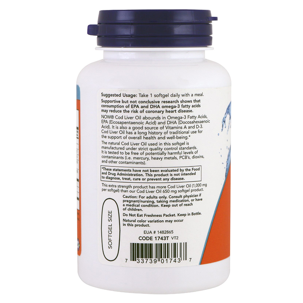 NOW - Cod Liver Oil Extra Strength 1000 mg 90 Softgels