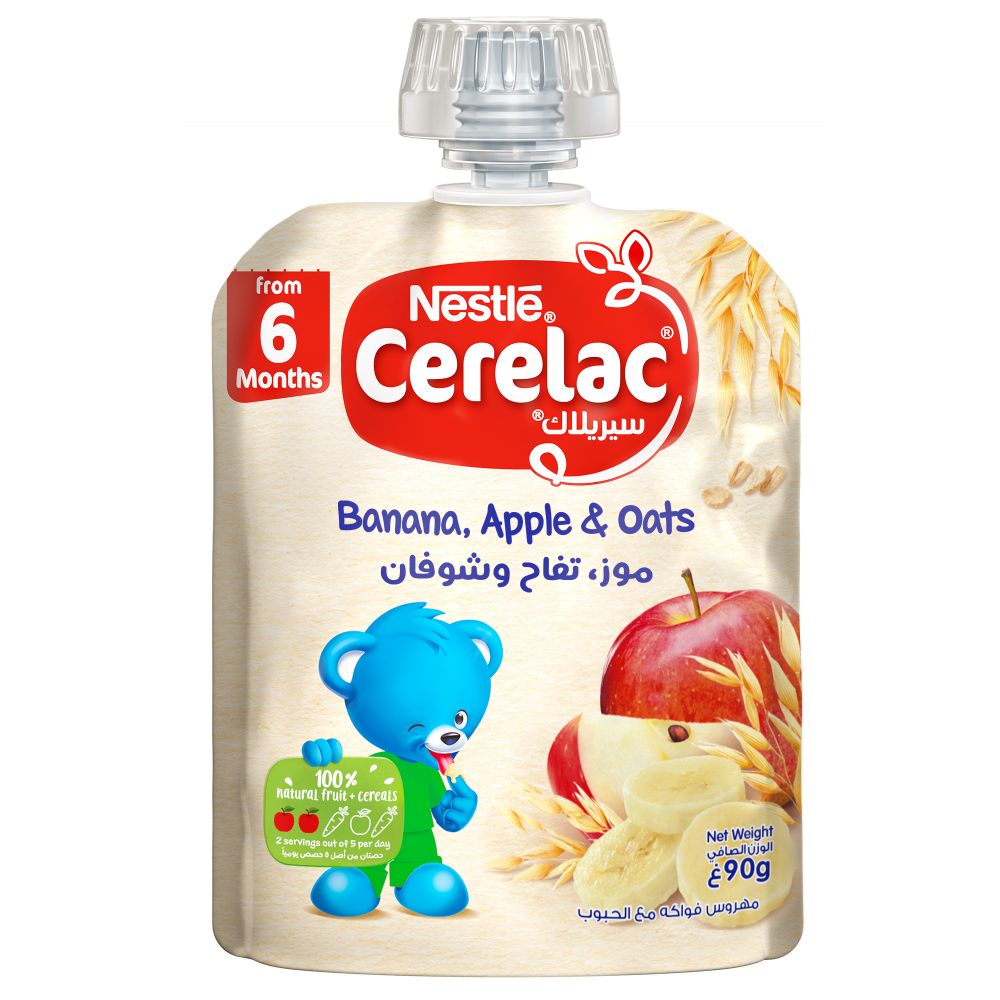 Nestle CERELAC - Banana, Apple & Oats Puree Pouch 90g