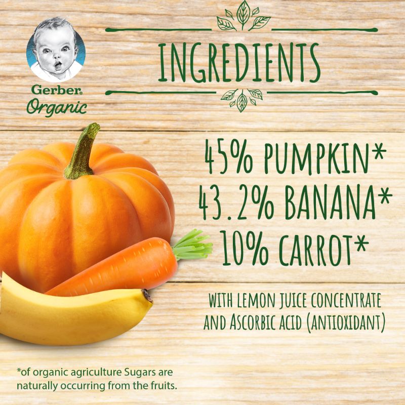 Gerber - Organic Pumpkin, Banana & Carrot 90g