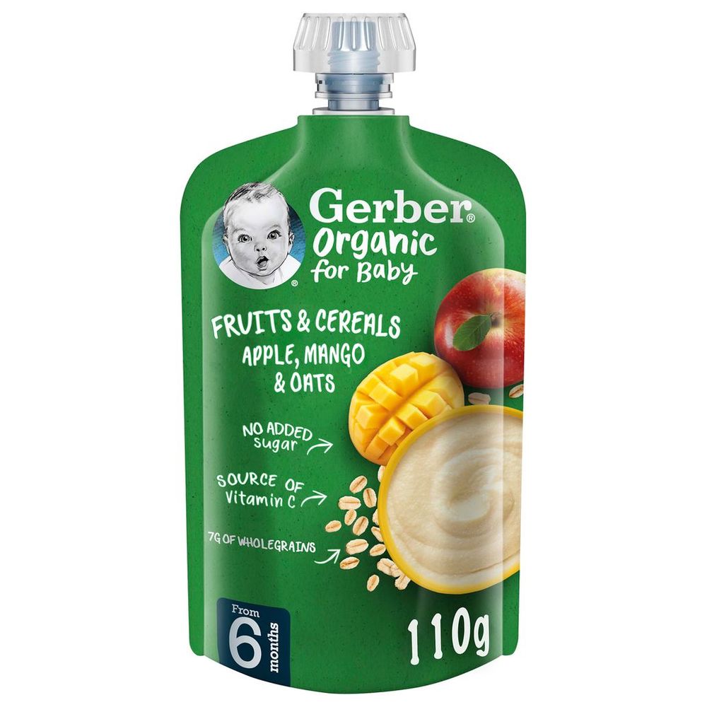 Gerber - Organic Fruits & Cereals Apple, Mango & Oats 110g