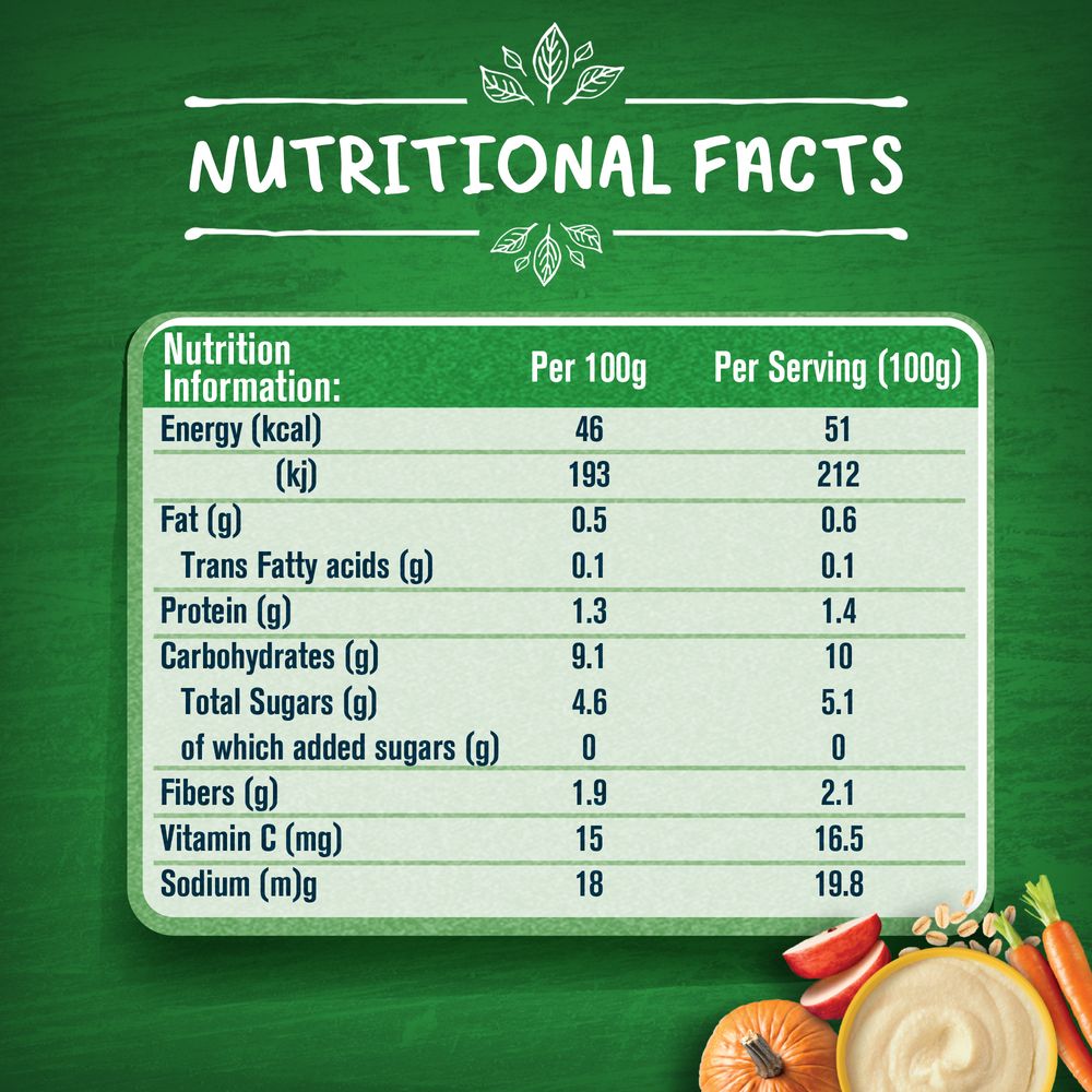 Gerber - Organic Fruits & Cereals Apple, Pumpkin, Carrot & Oats 110g