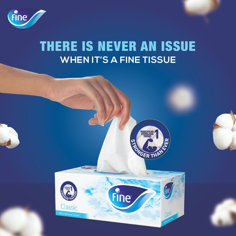 Fine - Sterilized Facial Tissues 200x2 Ply Pack Of 5 Boxes