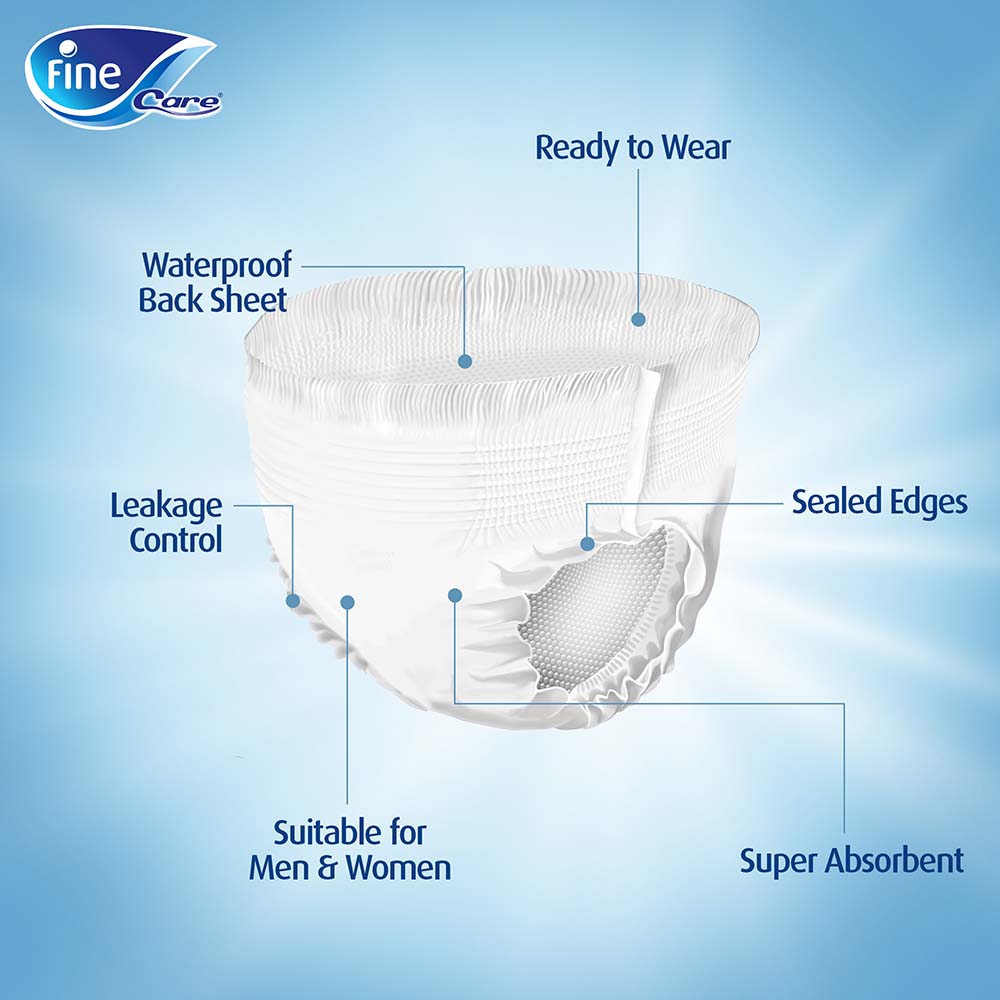 Fine Care - Incontinence Unisex Adult Pull-Ups Diapers - Large - Pack of 6 - 84 Pcs