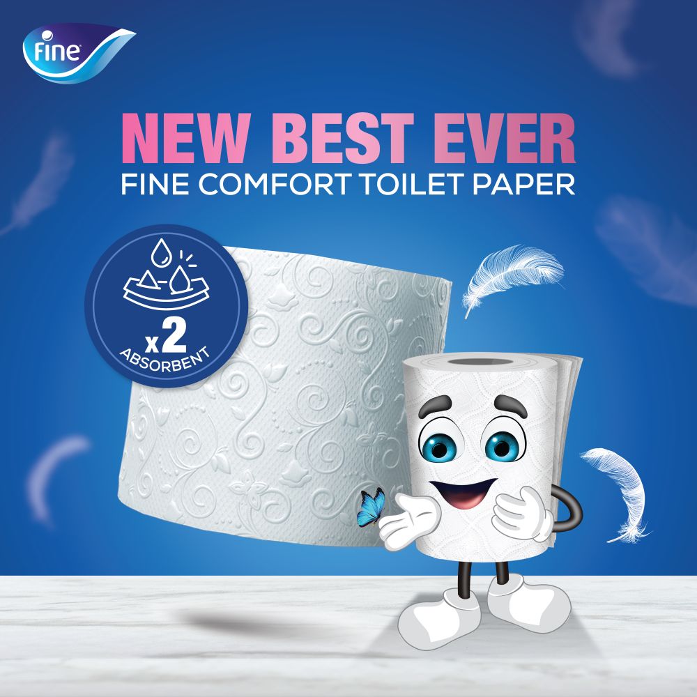 Fine - Comfort Toilet Tissue Paper 180 Sheets 2 Ply - 24 Rolls