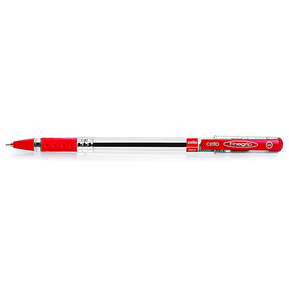 Cello - Finegrip Red Ball Pen 0.7mm Blister - 5pcs