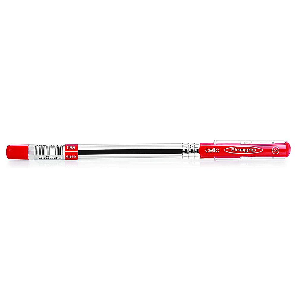 Cello - Finegrip Red Ball Pen 0.7mm Blister - 5pcs