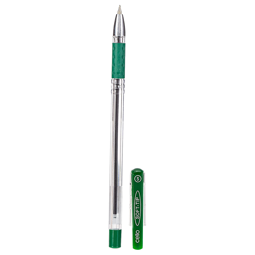 Cello - Soft Tip Green Ball Pen 0.7mm - 12pcs