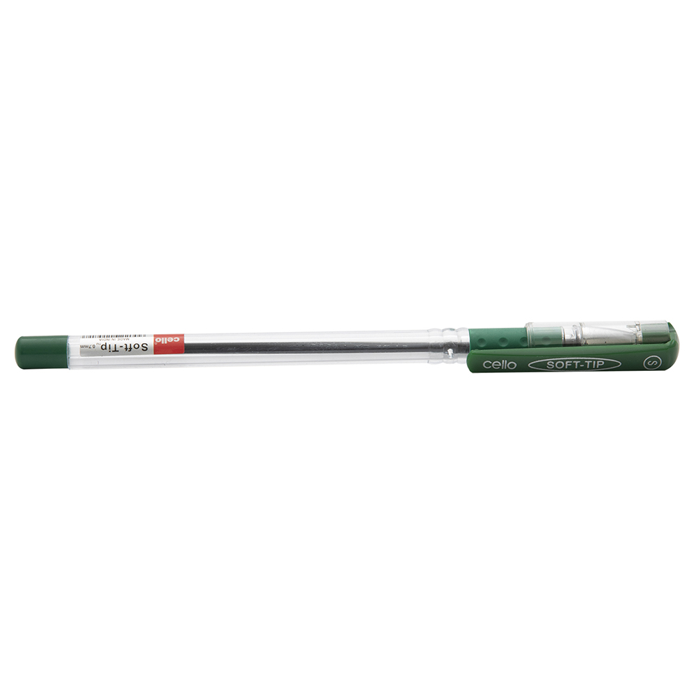 Cello - Soft Tip Green Ball Pen 0.7mm - 12pcs
