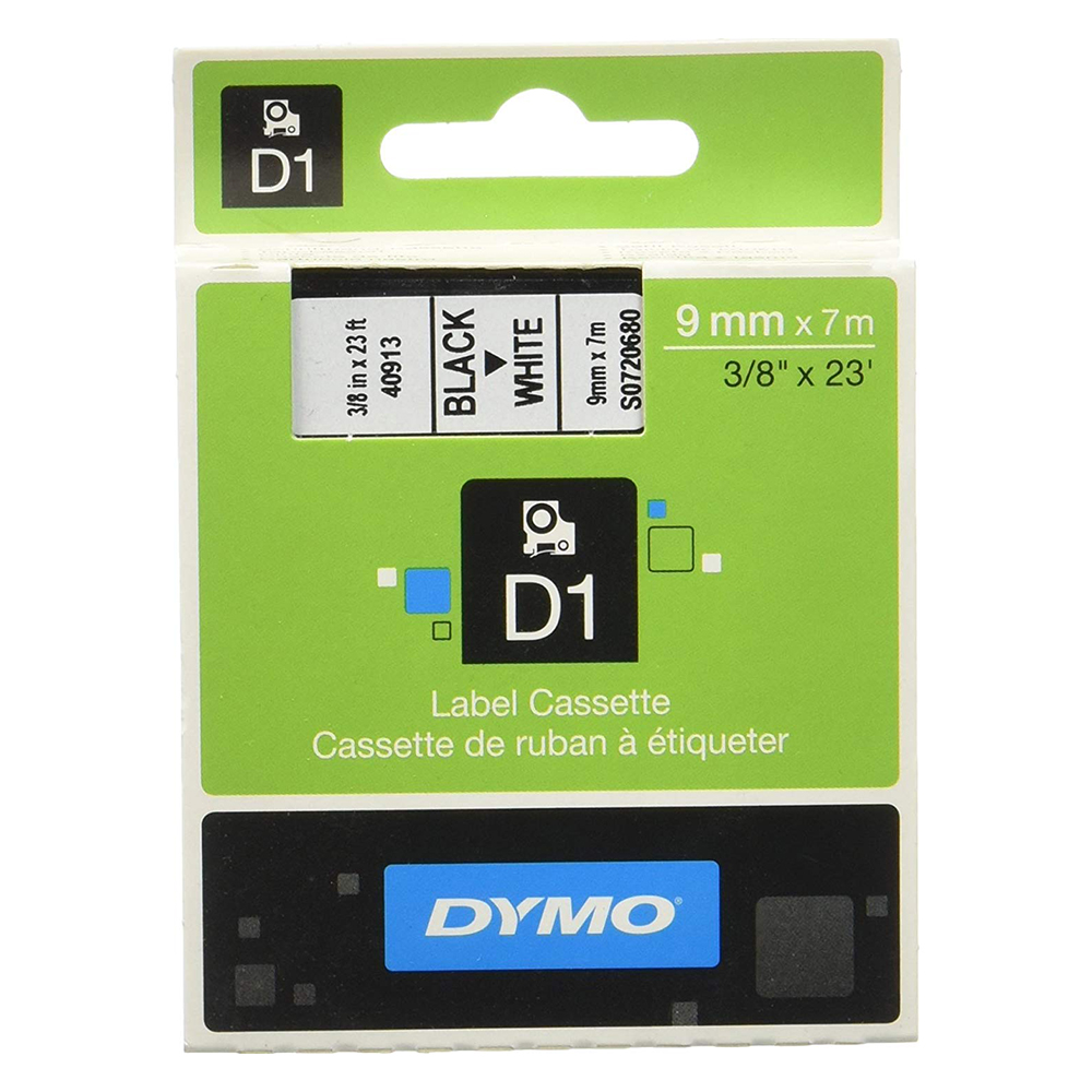DYMO - Label Cassette Tape D1 9mm - Black & White