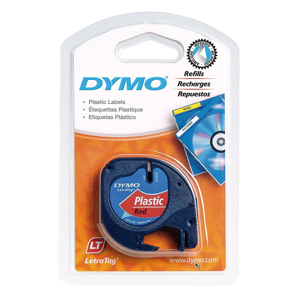 DYMO - LetraTag Plastic Label Tape 12mm - Red