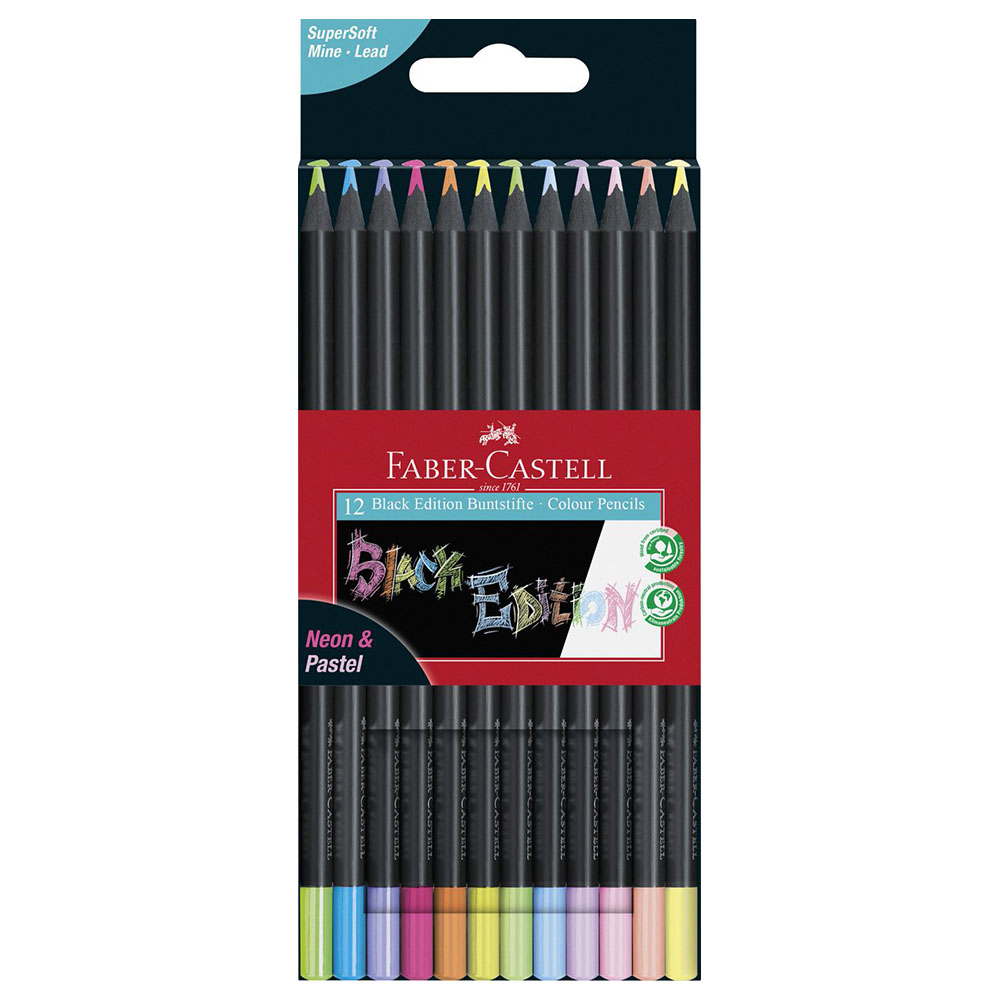 Faber-Castell - Black Edition Color Pencils - Neon & Pastel - 12pcs