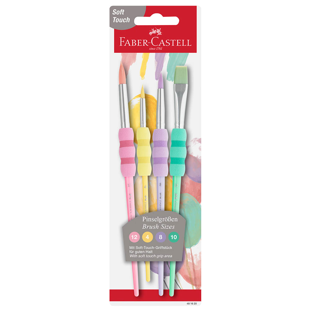 Faber-Castell - Grip Paint Brushes Round & Flat Pastel 4pcs
