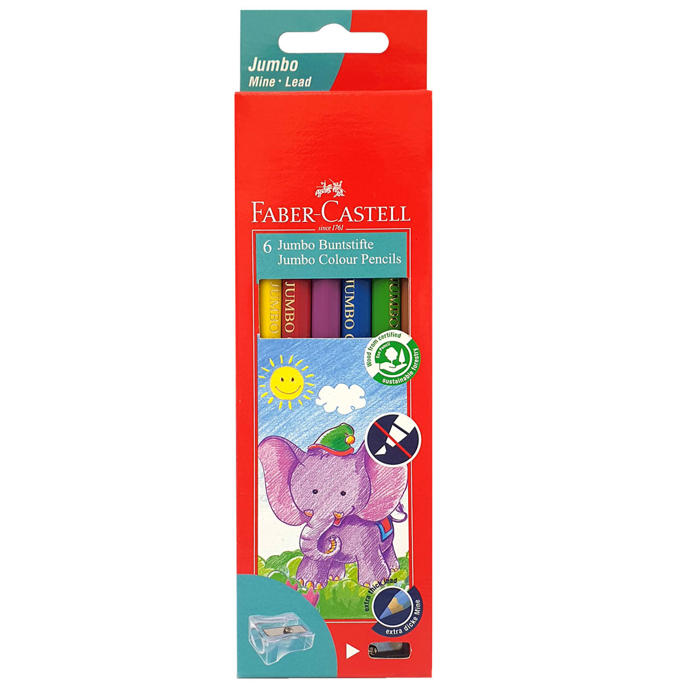 Faber-Castell - Jumbo Color Pencils Full Length 6pcs