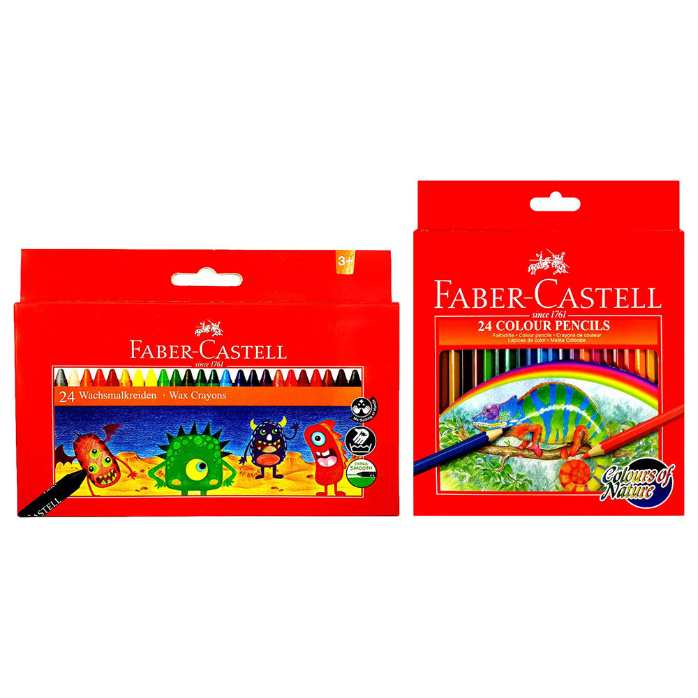 Faber-Castell - Colour Pencils 24pcs with Washable Wax Crayons 24pcs