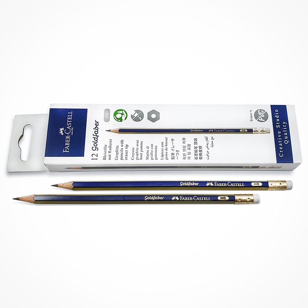 Faber-Castell - Gold Faber Pencil Box 12pcs with Eraser & Sharpener