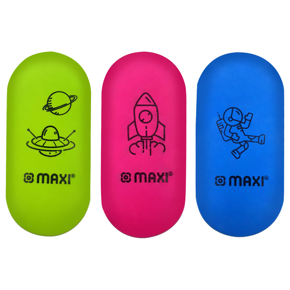 Maxi - Oval Soft Eraser - 3pcs - Color May Vary