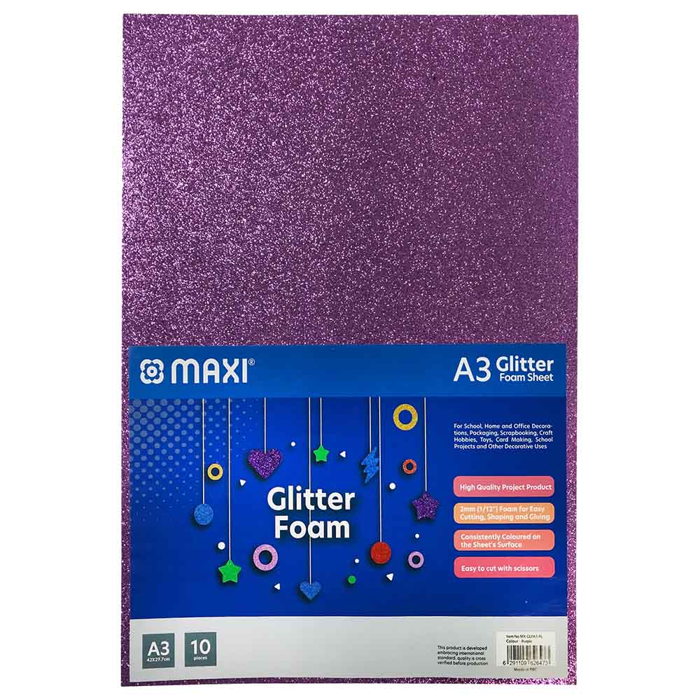 Maxi - Glitter Eva Foam 10 Sheets A3 - Purple
