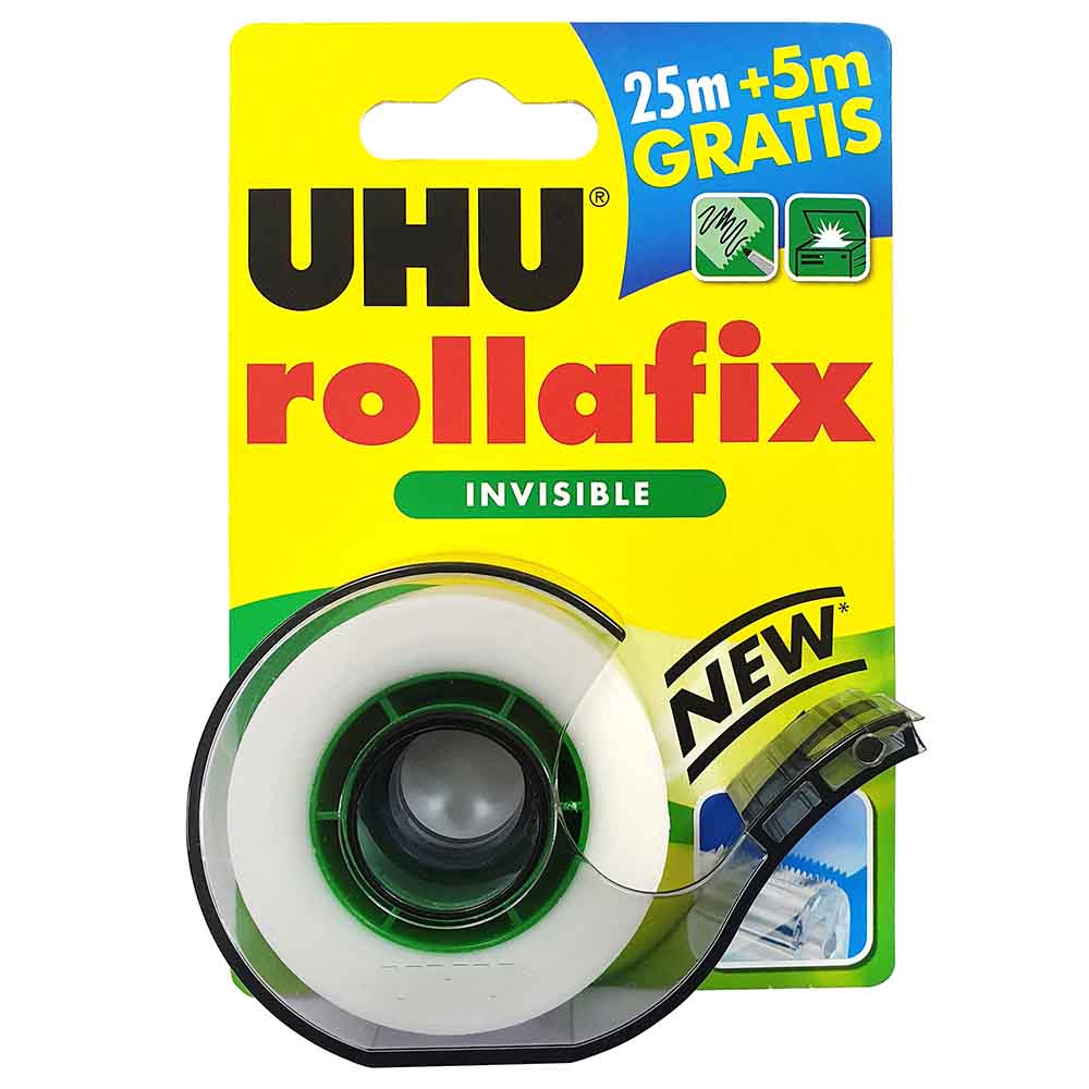 UHU - Rollafix Transparent Tape + Invisible Tape 25m+5m