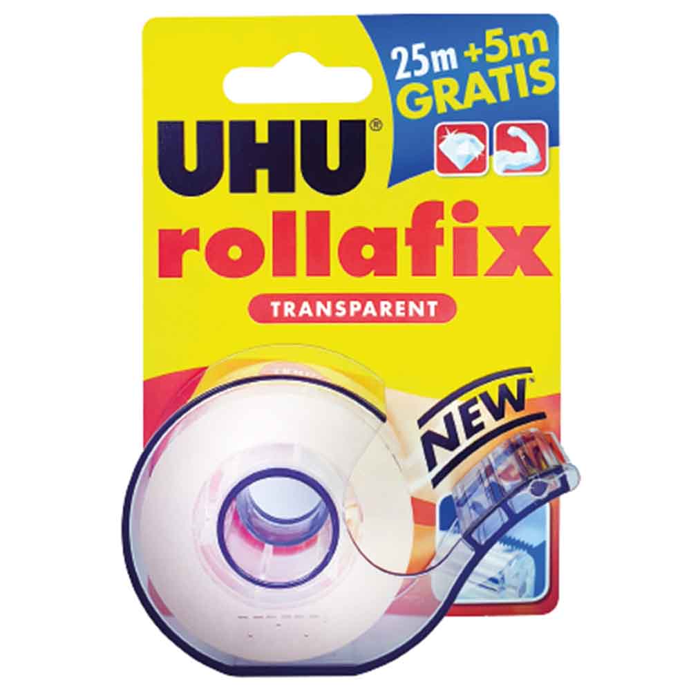 UHU - Rollafix Transparent Tape + Invisible Tape 25m+5m