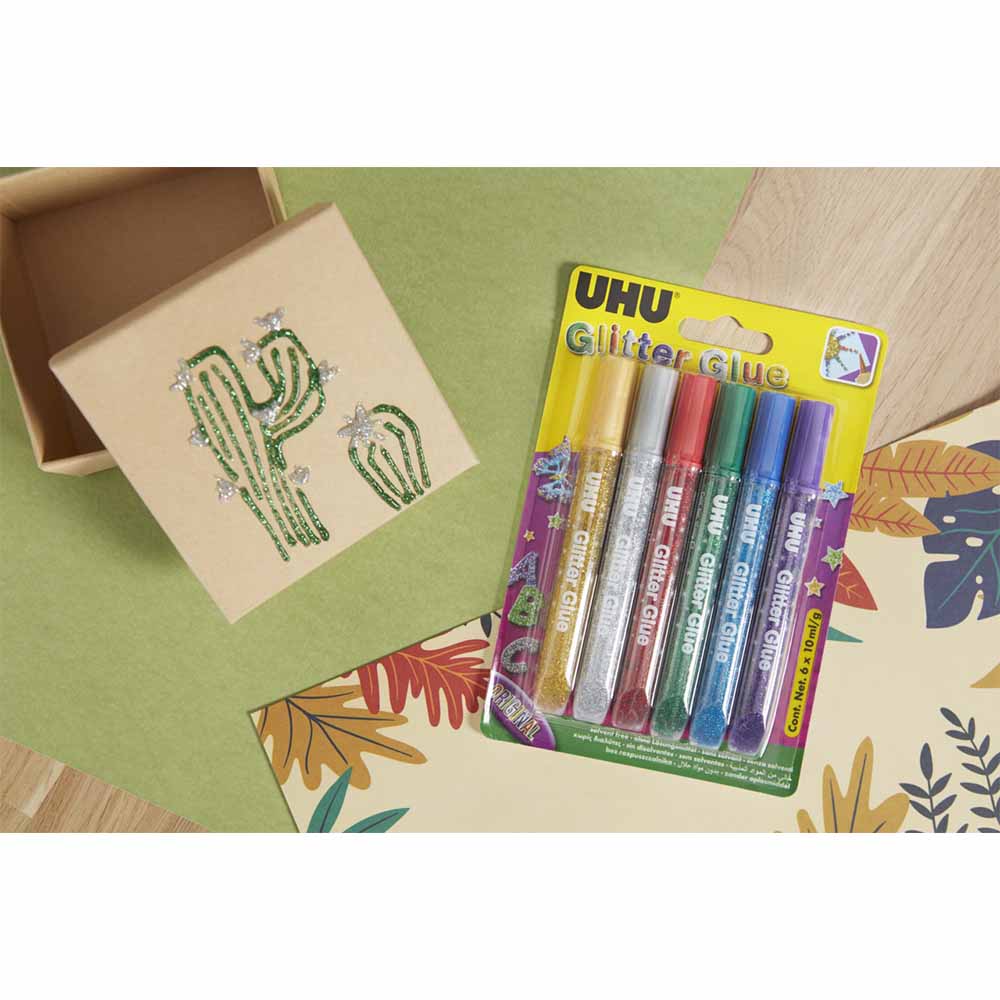 UHU - Glitter Glue Original 6x10ml + Shiny 6x10ml