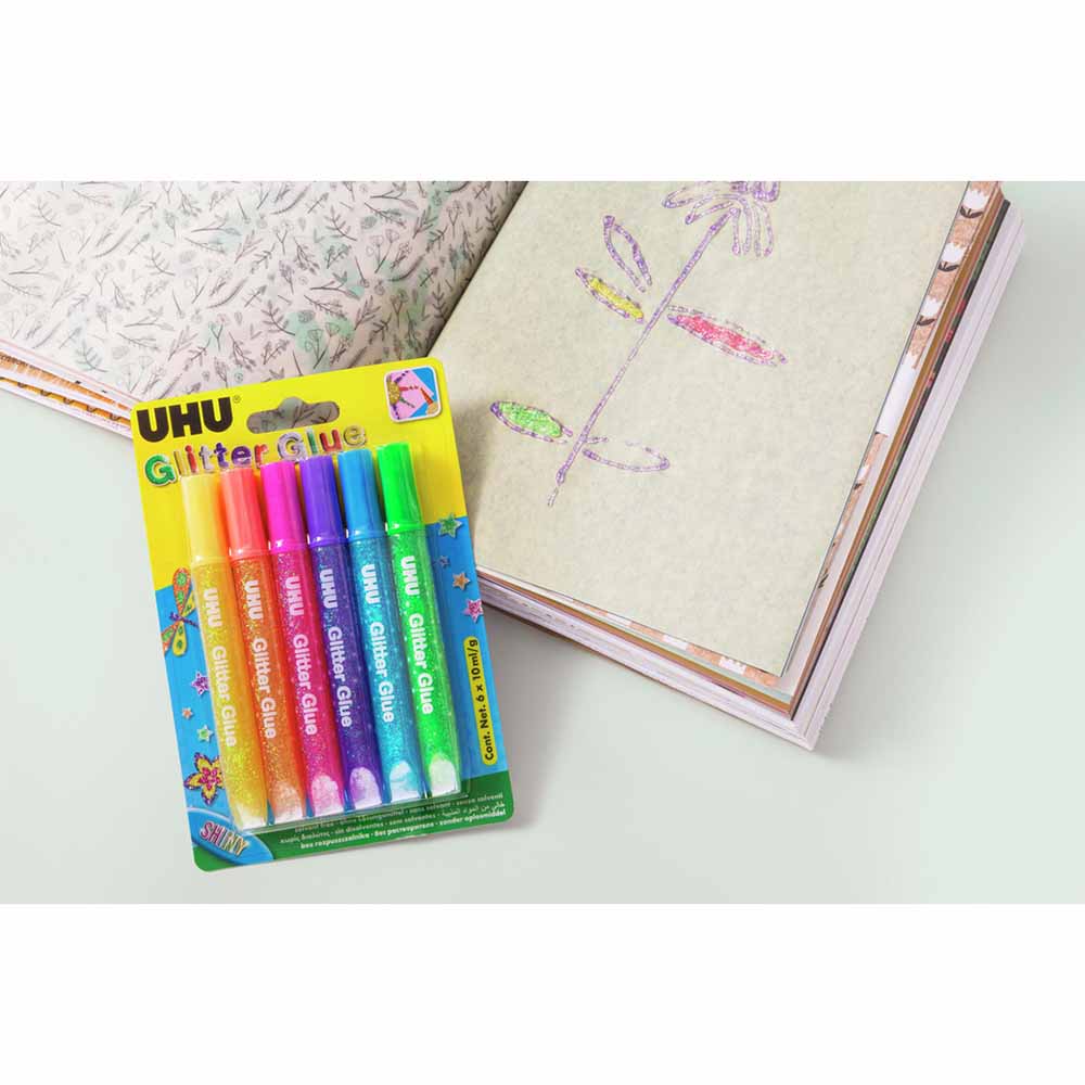UHU - Glitter Glue Original 6x10ml + Shiny 6x10ml