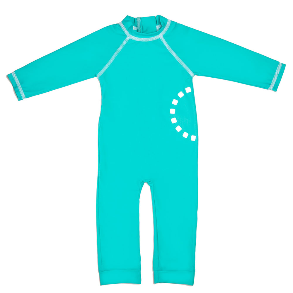 Noma Long Sleeve One Piece Swimwear - Turquoise/White