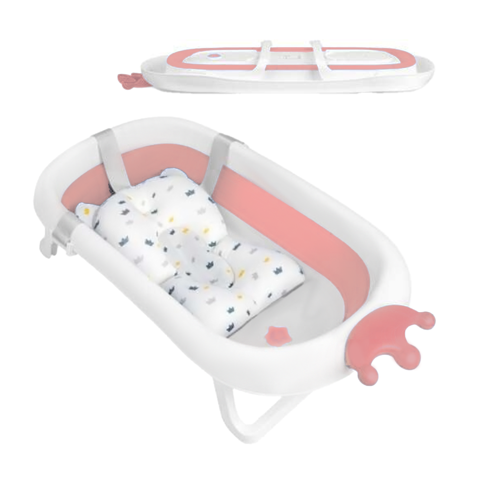 Bumble & Bird - Crown Style Foldable Bath tub with Cushion – Pink