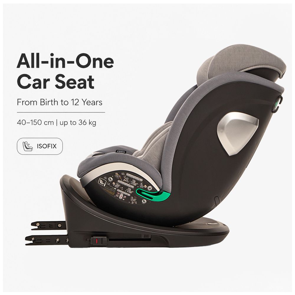 Bumble & Bird Robin 360° Rotating ISOFIX Car Seat - Grey | All-in-One Group 0+/1/2/3 | Birth to 12 Years