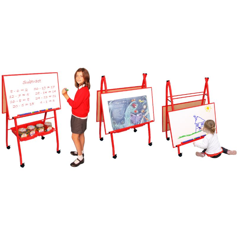 Youngstart - Double Boarded Mobile A-Frame Easel - Red